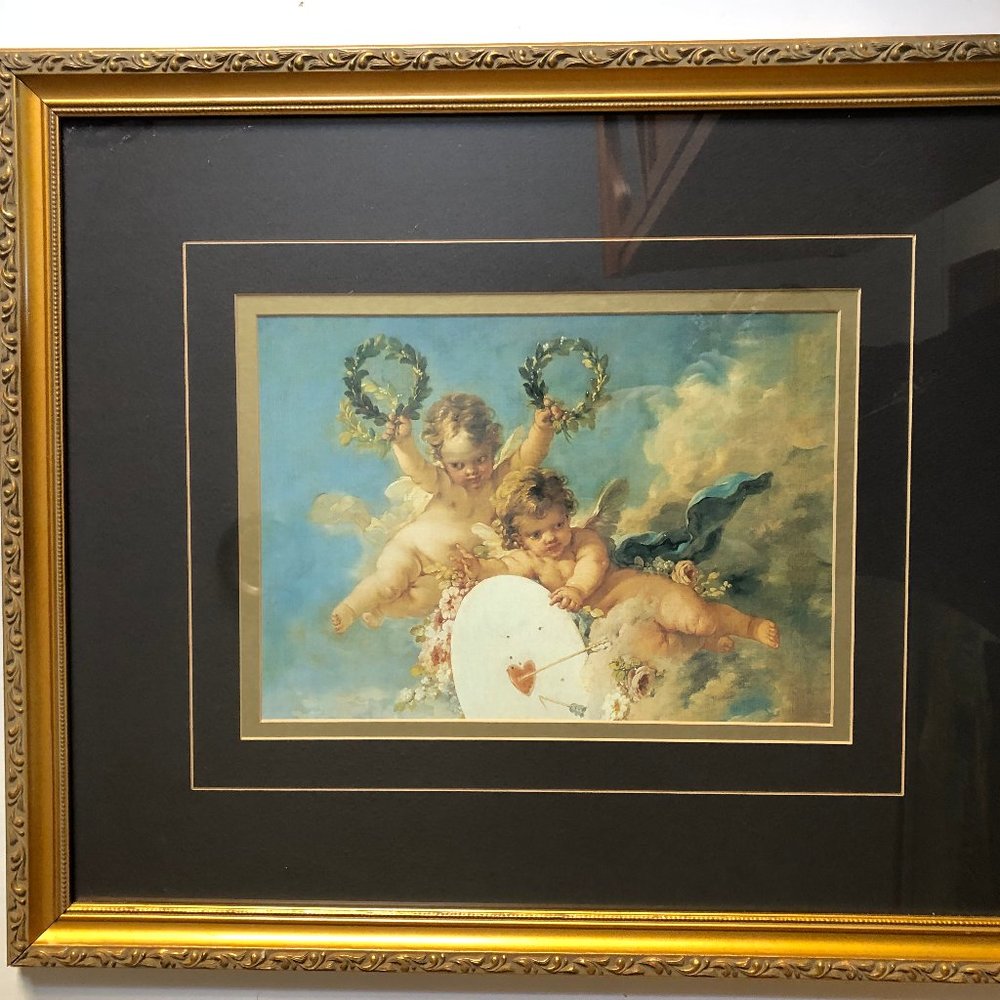 Print of angels cherubs fancy frame spiritual wall art home decor wall hanging